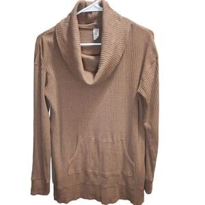 KATE QUINN Ribbed Knit Cowl-neck top size small brown